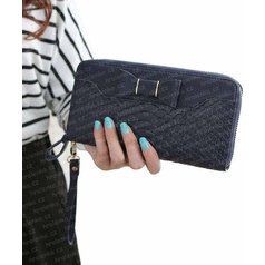 Luxusní peněženka na zip tmavě modrá